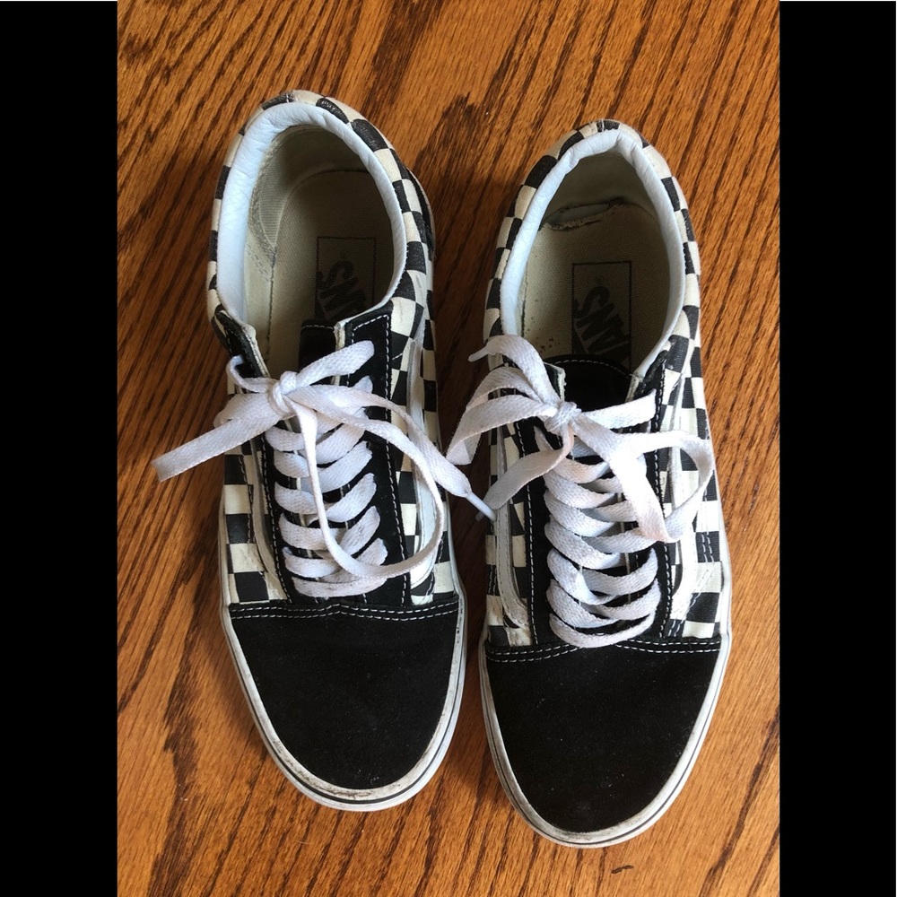 Women’s vans old skool check black and white 8.5